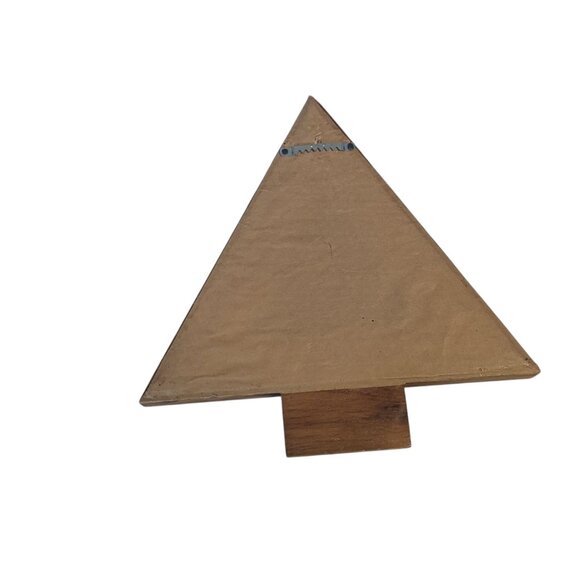 Embroidered Needlework Tree Holiday Wood Diorama Christmas Wood Décor Shadowbox - Picture 2 of 10